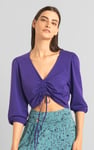 Womens Ruched Long Sleeve Crop Top