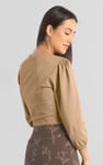 Womens Ruched Long Sleeve Crop Top