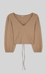 Womens Ruched Long Sleeve Crop Top