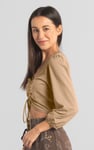 Womens Ruched Long Sleeve Crop Top