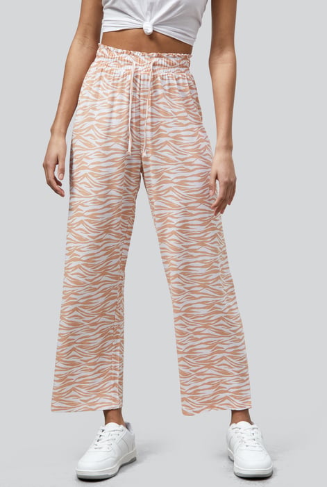 Blue Zebra Print Straight leg Trousers
