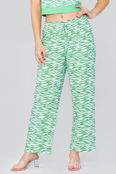 Blue Zebra Print Straight leg Trousers