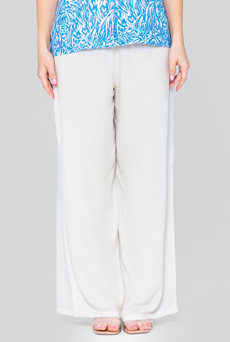 White see through Crepe Viscose Wide-Leg Trousers