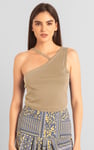 Solid ​Knitted Asymmetrical Tank Top