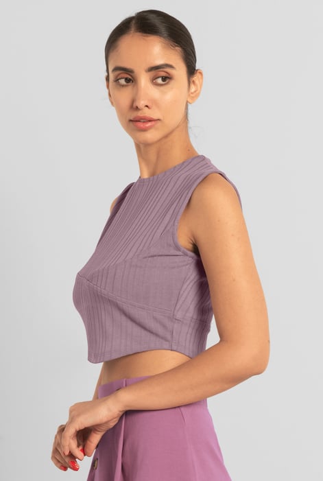 Purple Sleeveless Curve Hem Workout Top