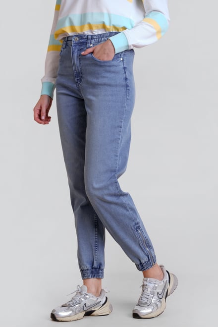 Women’s Zip-Cuff Denim Jogger Pants