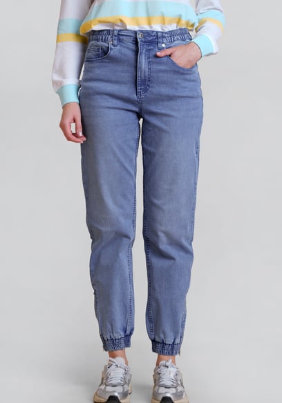 Women’s Zip-Cuff Denim Jogger Pants