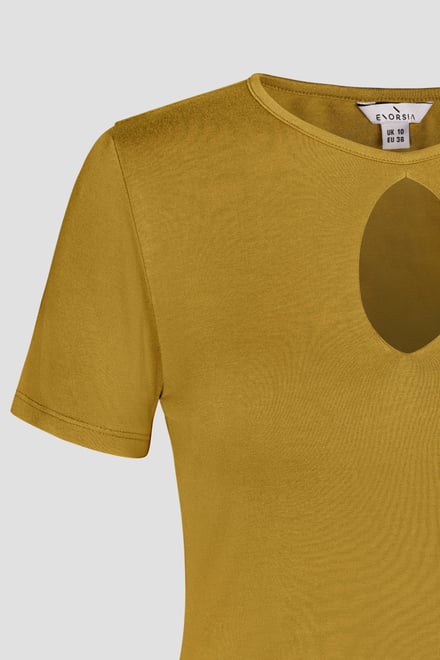 Key Hole Detail Short Sleeve Viscose Top