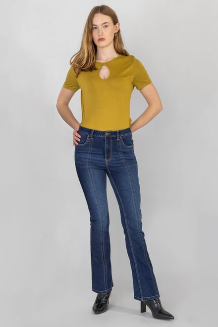 Key Hole Detail Short Sleeve Viscose Top