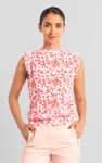 Floral Printed Smocked Hem Frill Top