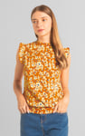 Floral Printed Smocked Hem Frill Top