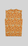 Floral Printed Smocked Hem Frill Top