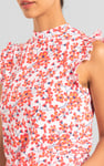 Floral Printed Smocked Hem Frill Top