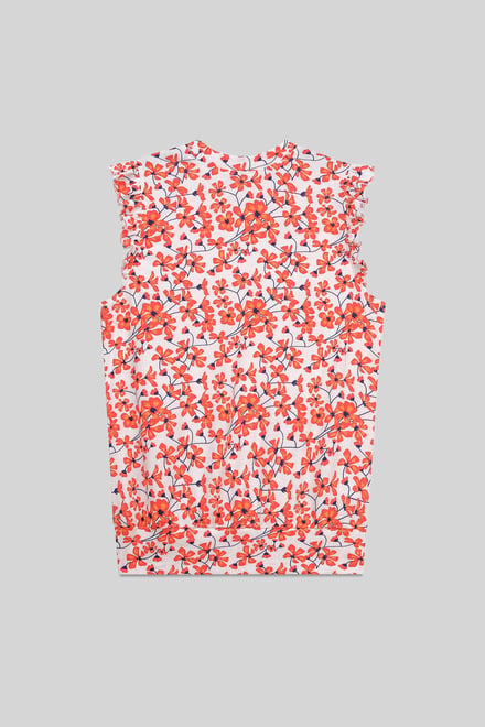 Floral Printed Smocked Hem Frill Top