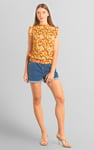 Floral Printed Smocked Hem Frill Top