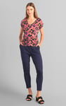 Womens Floral Print Wrap Ruffle Sleeve Top