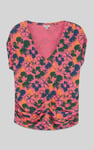 Womens Floral Print Wrap Ruffle Sleeve Top