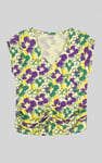 Womens Floral Print Wrap Ruffle Sleeve Top
