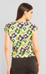 Womens Floral Print Wrap Ruffle Sleeve Top