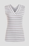 Silver Metallic V-Neck V Back Tops