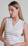 Silver Metallic V-Neck V Back Tops