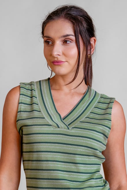 Silver Metallic V-Neck V Back Tops