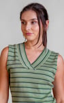 Silver Metallic V-Neck V Back Tops
