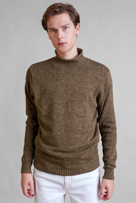 Men’s Brown Marl High Neck Jumper