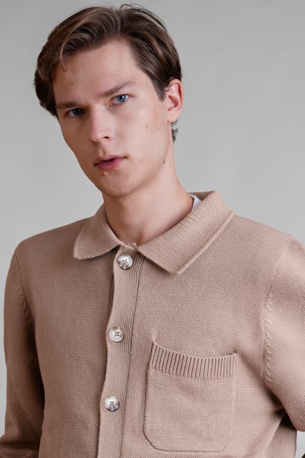 Men's Neutral Knitted Button Through Shirts