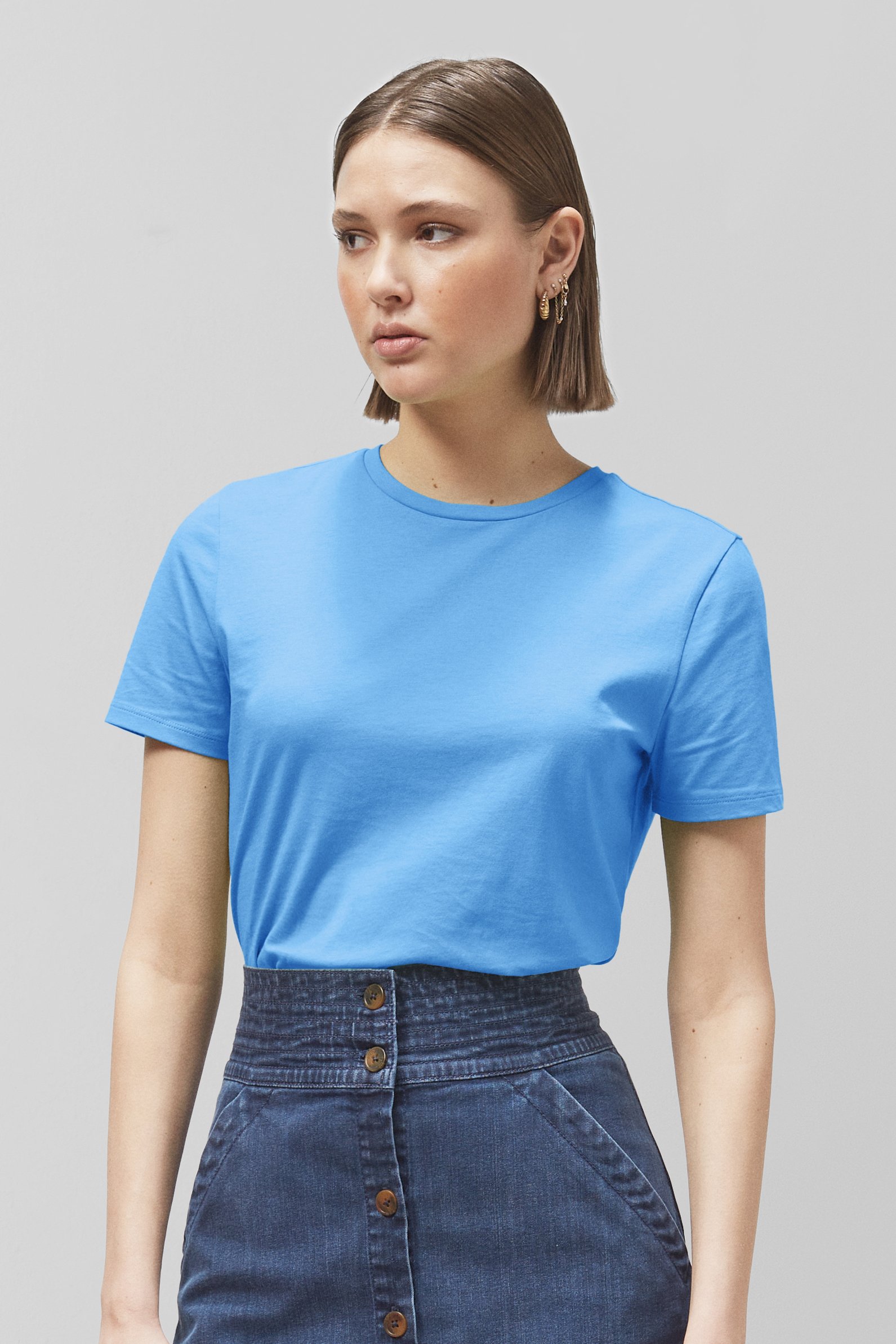 Enorsia Women's Navy Essential Crew Neck T-Shirt - Uk 14