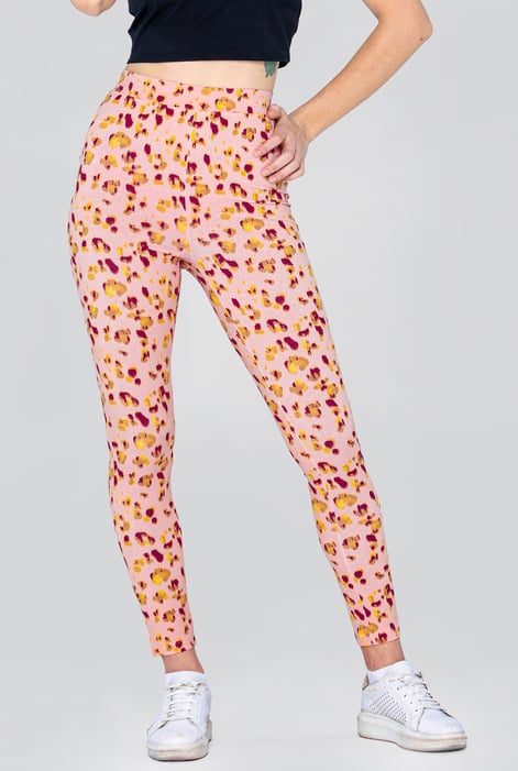 Pink Leopard Print Regular length Leggings
