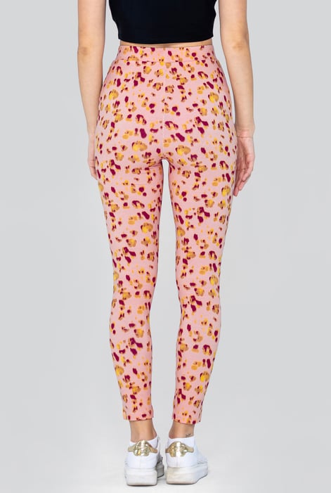 Cream Leopard Print Regular length Leggings