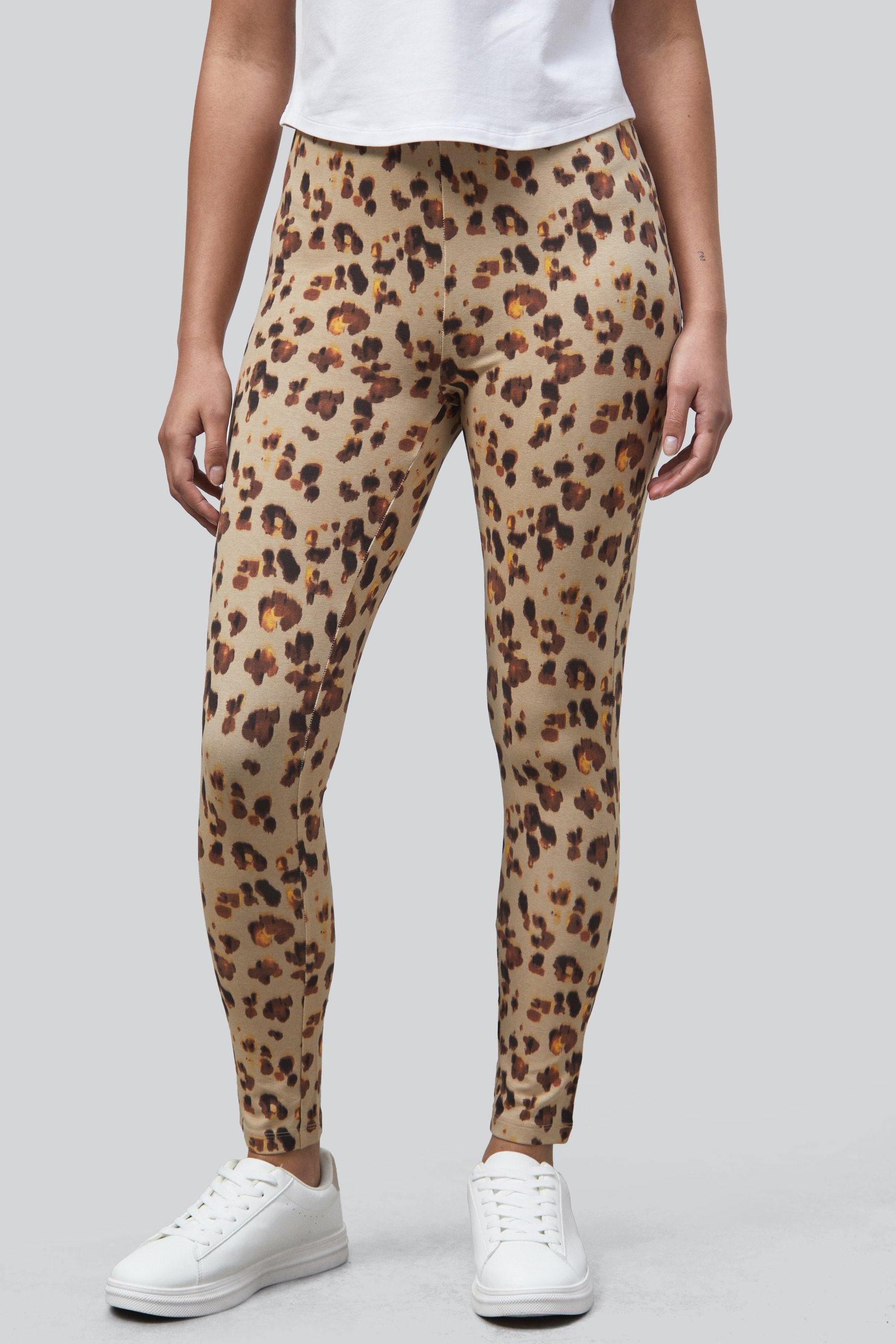 Enorsia Women's Brown Leopard Print Regular Length Leggings - Uk 18