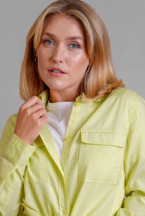 Lime Green Relaxed Fit Cotton-Linen Shirt