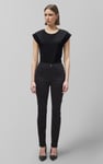 Shoulder Padded Cap-Sleeve Roll-Up T-Shirt