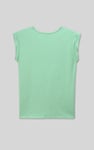 Shoulder Padded Cap-Sleeve Roll-Up T-Shirt