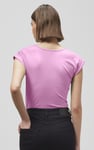 Shoulder Padded Cap-Sleeve Roll-Up T-Shirt