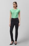 Shoulder Padded Cap-Sleeve Roll-Up T-Shirt