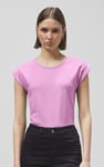 Shoulder Padded Cap-Sleeve Roll-Up T-Shirt