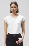 Shoulder Padded Cap-Sleeve Roll-Up T-Shirt