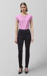 Shoulder Padded Cap-Sleeve Roll-Up T-Shirt