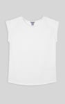 Shoulder Padded Cap-Sleeve Roll-Up T-Shirt