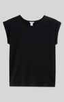 Shoulder Padded Cap-Sleeve Roll-Up T-Shirt
