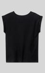 Shoulder Padded Cap-Sleeve Roll-Up T-Shirt