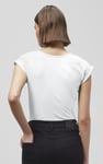 Shoulder Padded Cap-Sleeve Roll-Up T-Shirt