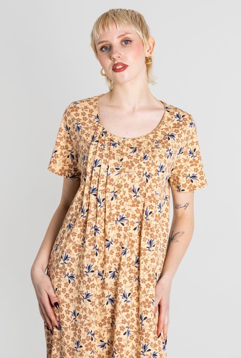 Beige Pleated Details S/S Nightdress