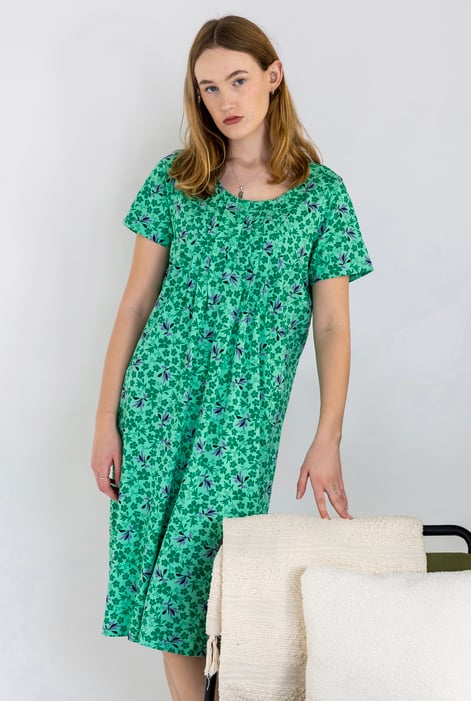 Beige Pleated Details S/S Nightdress