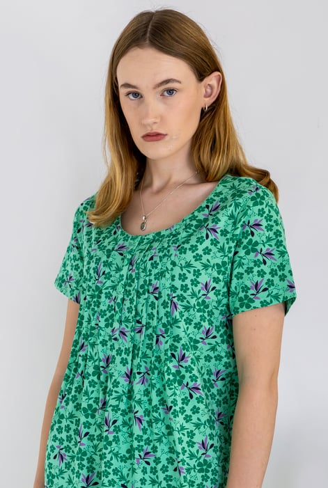 Green Pleated Details S/S Nightdress