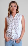 Sleeveless Printed Tie Hem Tops