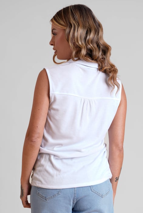 White Sleeveless Printed Tie Hem Tops